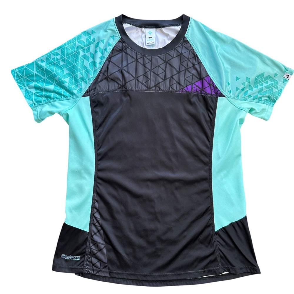 Specialized Andorra Comp Cycling Jersey Womens Large Black Teal Excellent MTB